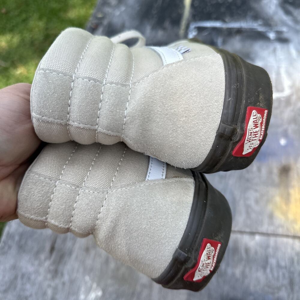 Vans Skate Sk8-Hi Men’s 9.5 Skate Shoes Sneakers Oatmeal Dark Gum Tan High Top - Picture 9 of 16